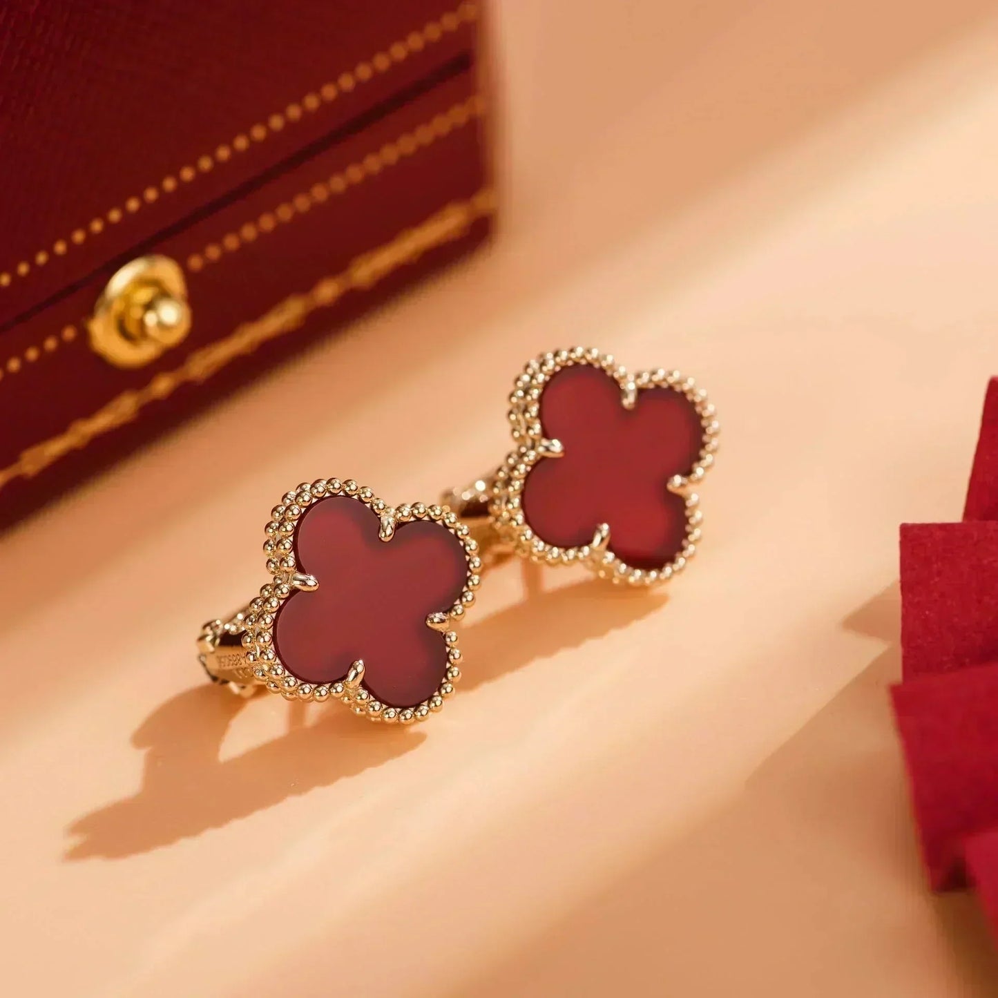 [Vintora]CLOVER MEDIUM 1 MOTIFS CARNELIAN  EARRINGS