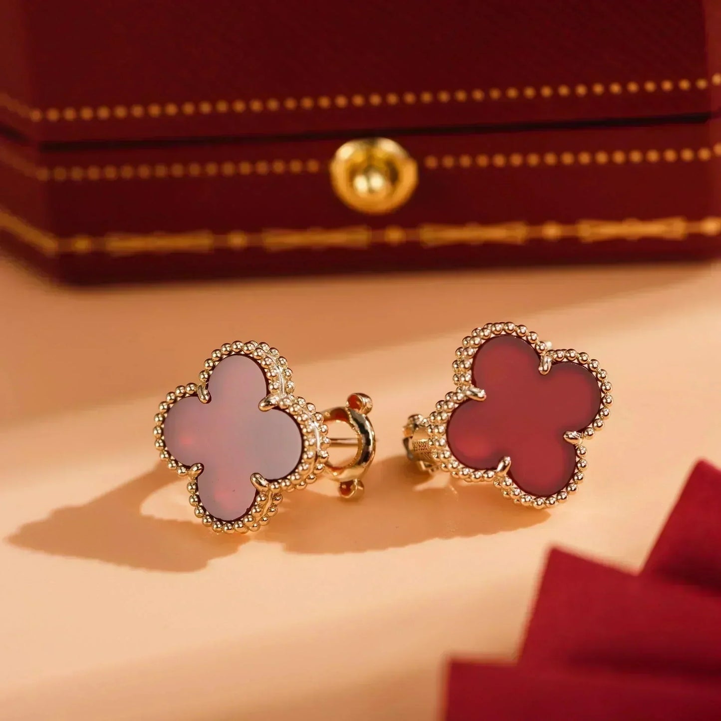 [Vintora]CLOVER MEDIUM 1 MOTIFS CARNELIAN  EARRINGS