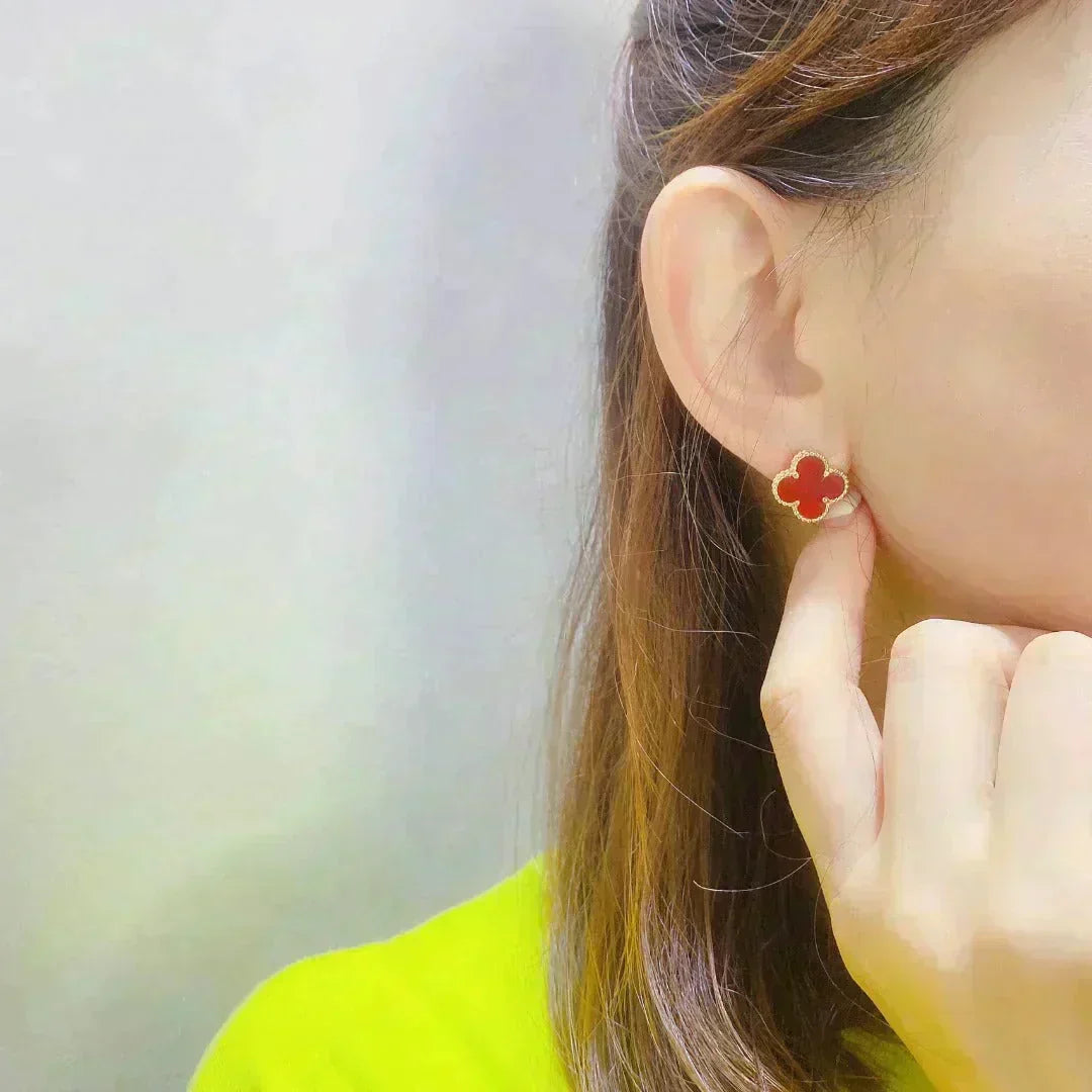 [Vintora]CLOVER MEDIUM 1 MOTIFS CARNELIAN  EARRINGS