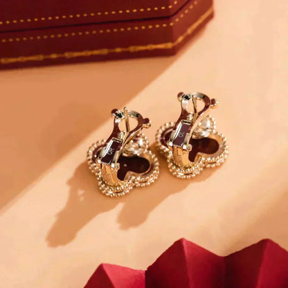 [Vintora]CLOVER MEDIUM 1 MOTIFS CARNELIAN  EARRINGS