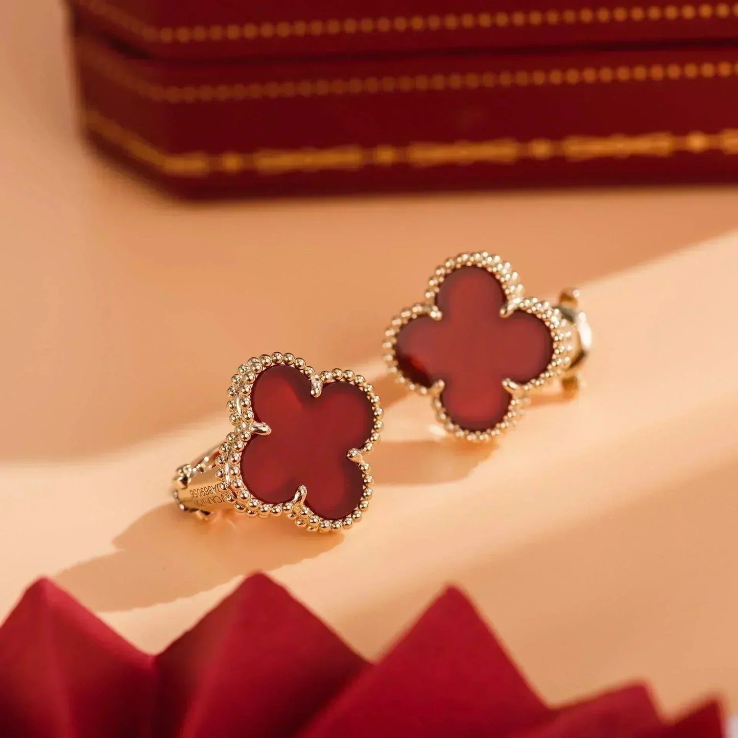 [Vintora]CLOVER MEDIUM 1 MOTIFS CARNELIAN  EARRINGS