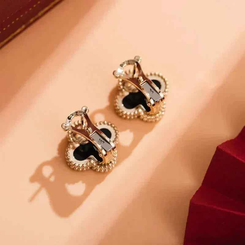 [Vintora]CLOVER MEDIUM 1 MOTIFS  ONYX STUD EARRINGS