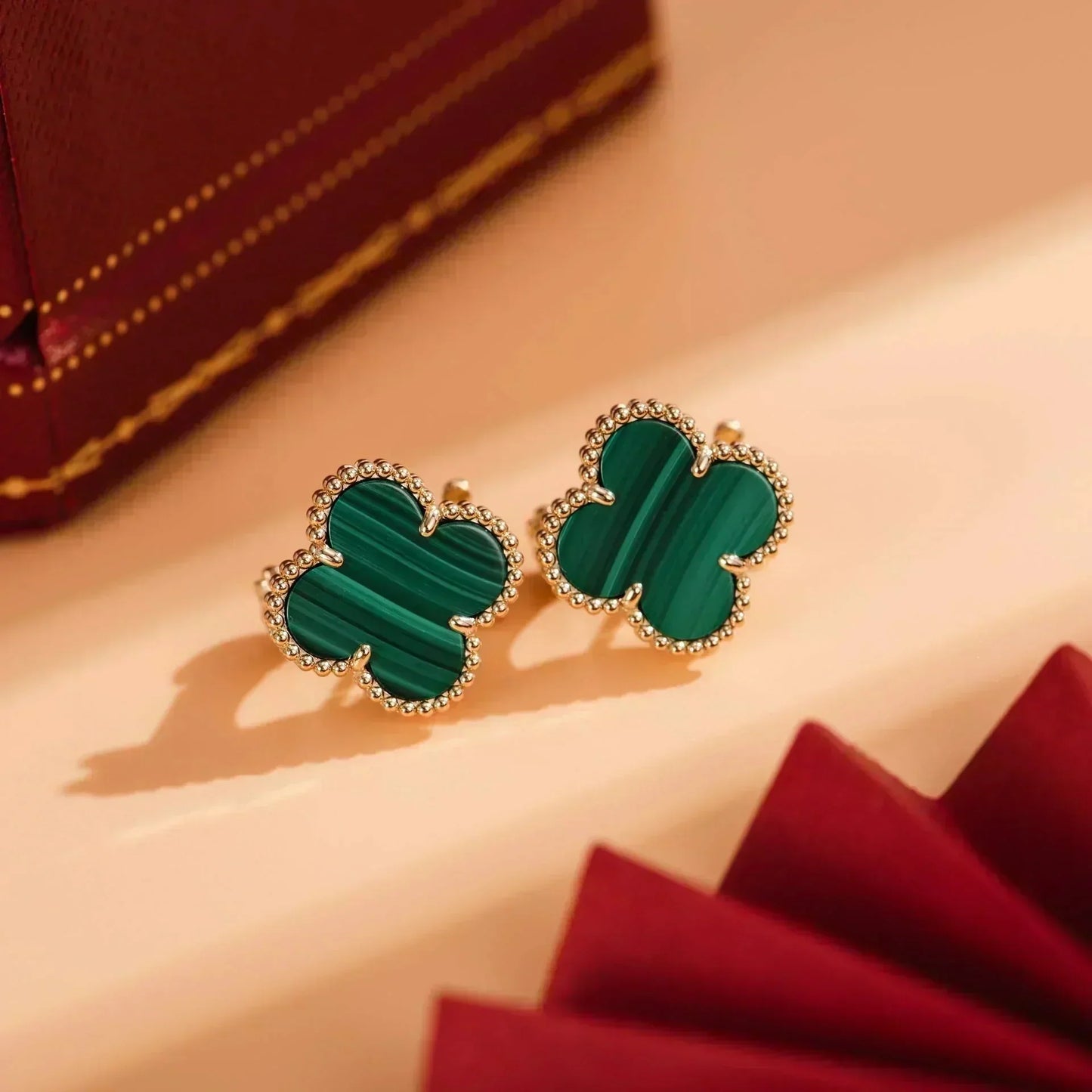 [Vintora]CLOVER MEDIUM 1 MOTIFS MALACHITE  EARRINGS