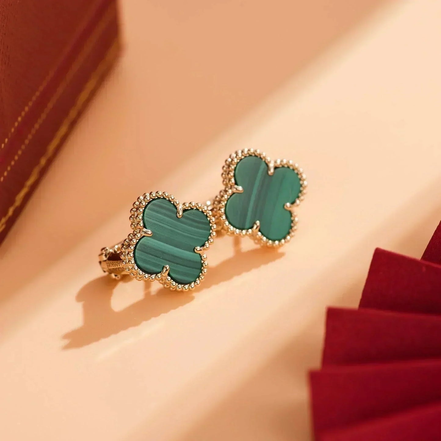[Vintora]CLOVER MEDIUM 1 MOTIFS MALACHITE  EARRINGS