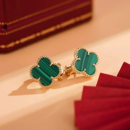 [Vintora]CLOVER MEDIUM 1 MOTIFS MALACHITE  EARRINGS
