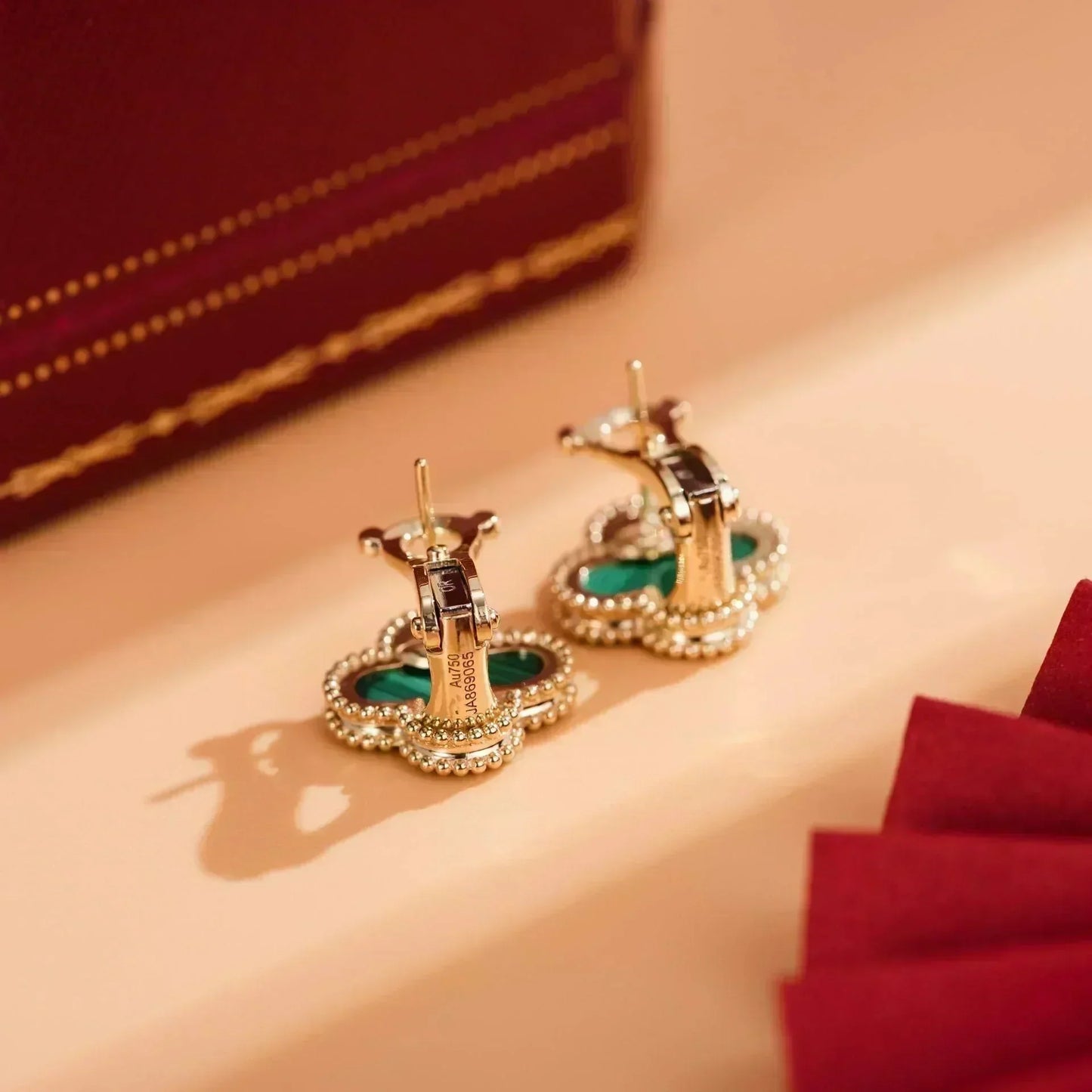 [Vintora]CLOVER MEDIUM 1 MOTIFS MALACHITE  EARRINGS