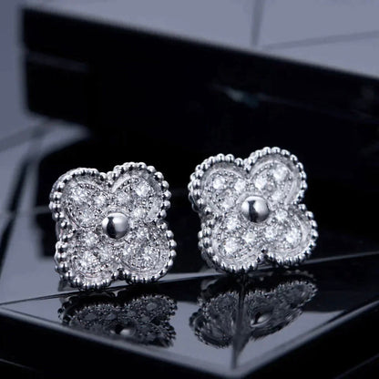 [Vintora]CLOVER 1 MOTIFS DIAMOND STUD EARRINGS SILVER