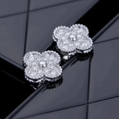 [Vintora]CLOVER 1 MOTIFS DIAMOND STUD EARRINGS SILVER