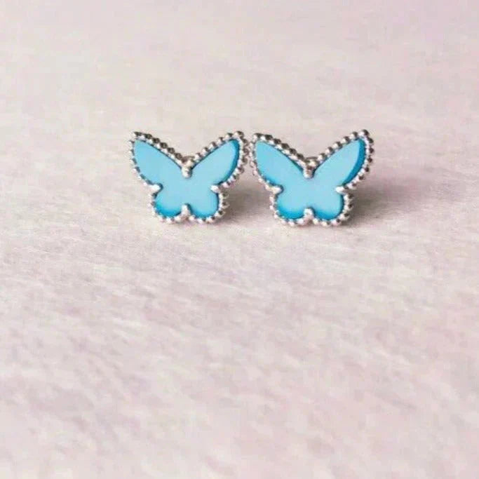[Vintora]BUTTERFLY TURQUOISE EARRINGS SILVER