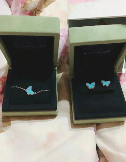 [Vintora]BUTTERFLY TURQUOISE EARRINGS SILVER