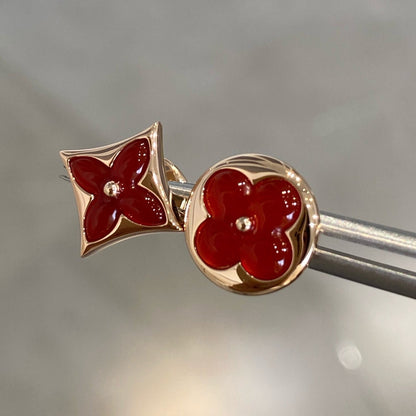 [Vintora]STAR AND SUN PINK GOLD CARNELIAN STUD EARRINGS