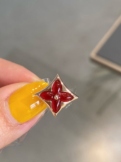 [Vintora]STAR AND SUN PINK GOLD CARNELIAN STUD EARRINGS