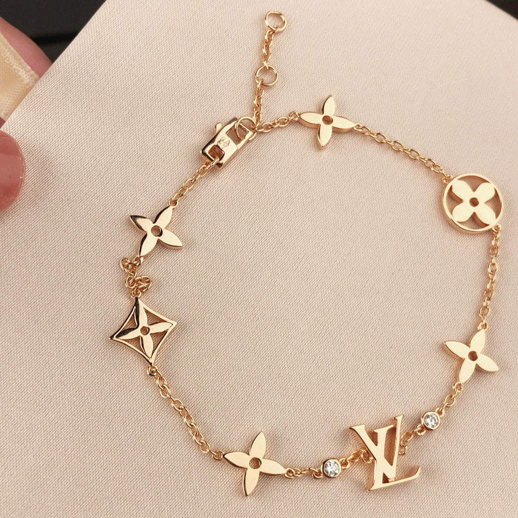 [Vintora]STAR AND SUN 7 MOTIFS GOLD BRACELET