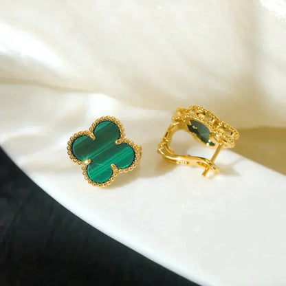 [Vintora]CLOVER MEDIUM 1 MOTIFS MALACHITE  EARRINGS