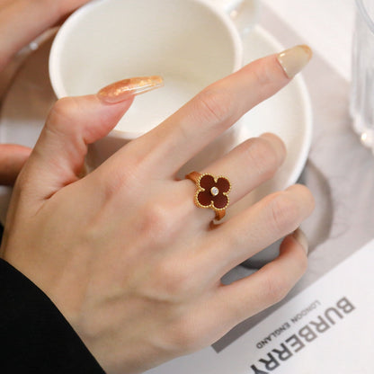 [Vintora]CLOVER CARNELIAN RING Vintora GOLD DIAMOND