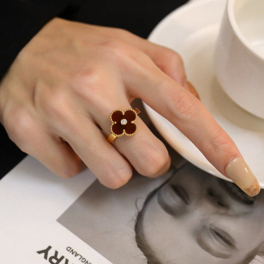 [Vintora]CLOVER CARNELIAN RING Vintora GOLD DIAMOND