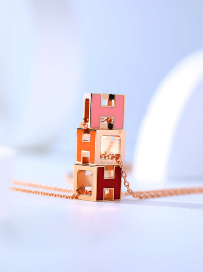 [Vintora]H CAGE PINK GOLD NECKLACE