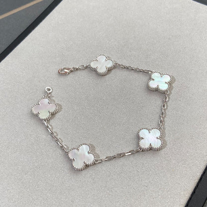 [Vintora]CLOVER WHITE PEARL MOP 5 MOTIF BRACELET COLLECTION