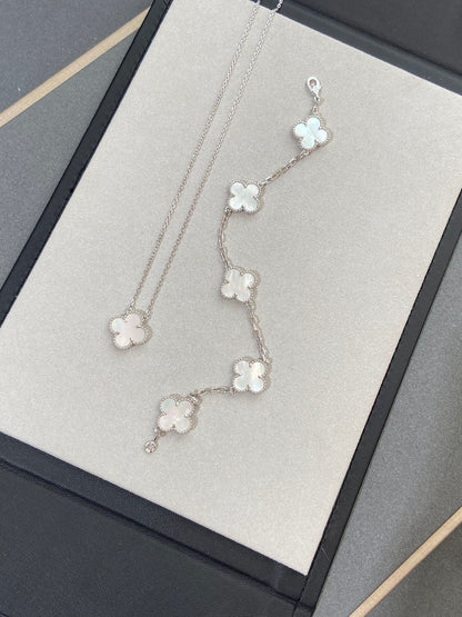 [Vintora]CLOVER WHITE PEARL MOP 5 MOTIF BRACELET COLLECTION