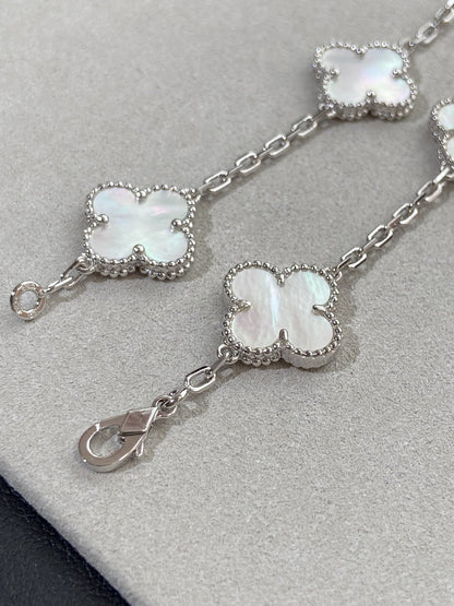 [Vintora]CLOVER WHITE PEARL MOP 5 MOTIF BRACELET COLLECTION