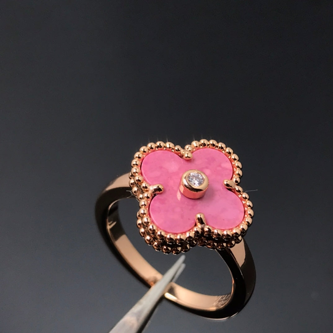 [Vintora]CLOVER RHODONITE Vintora GOLD RING