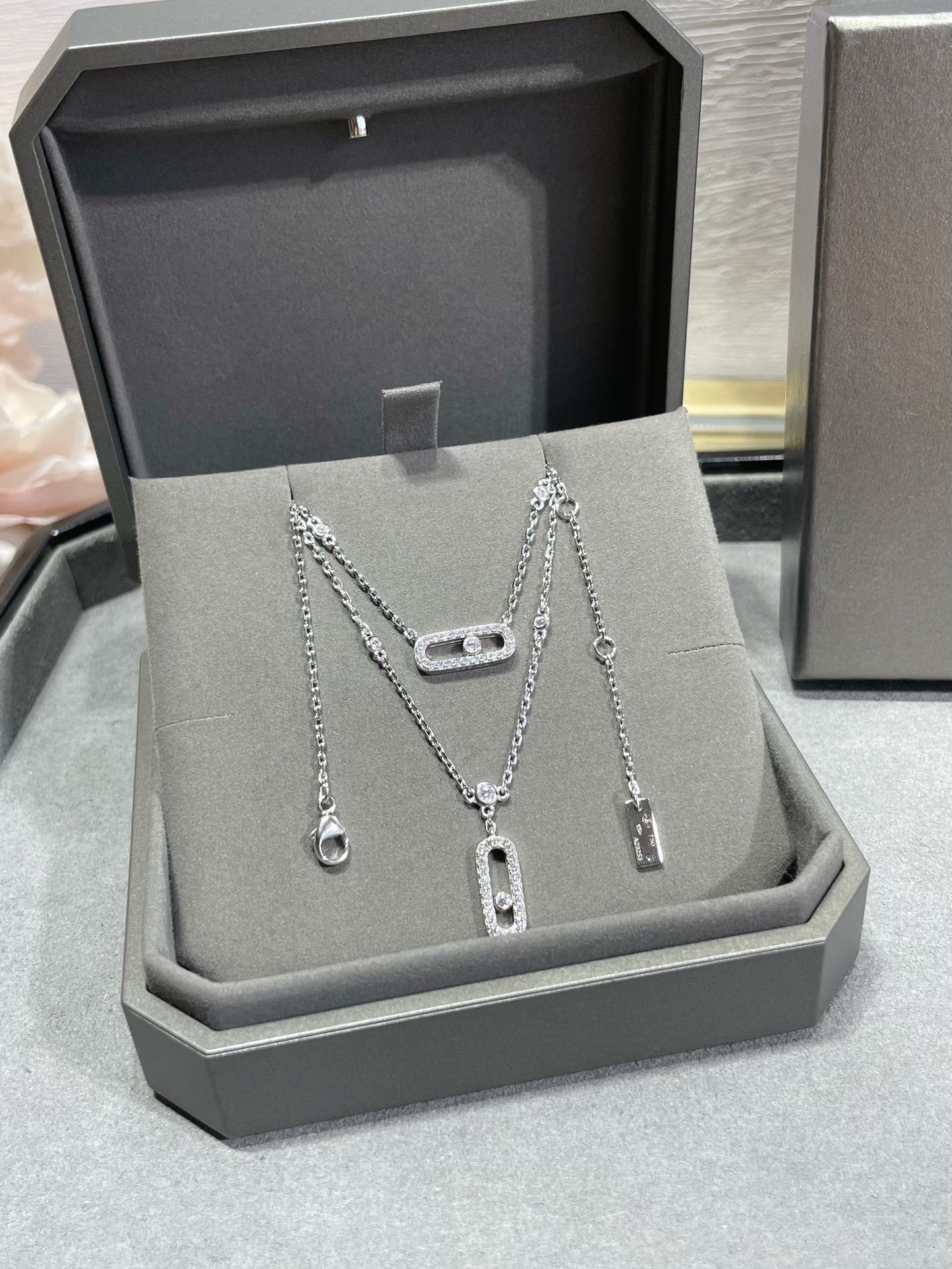 [Vintora]MOVE 2 ROW DIAMOND NECKLACE