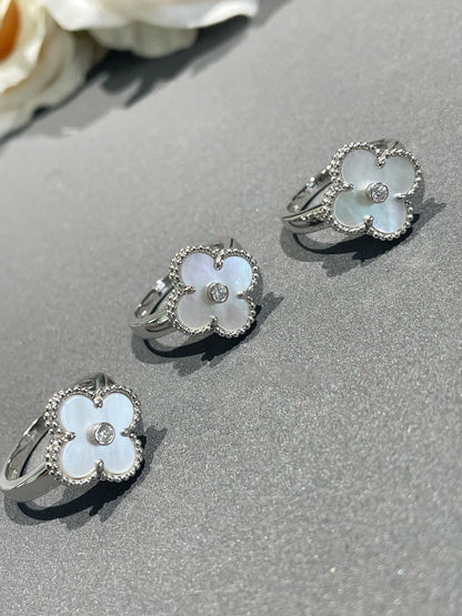 [Vintora]CLOVER SILVER MOP DIAMOND RING