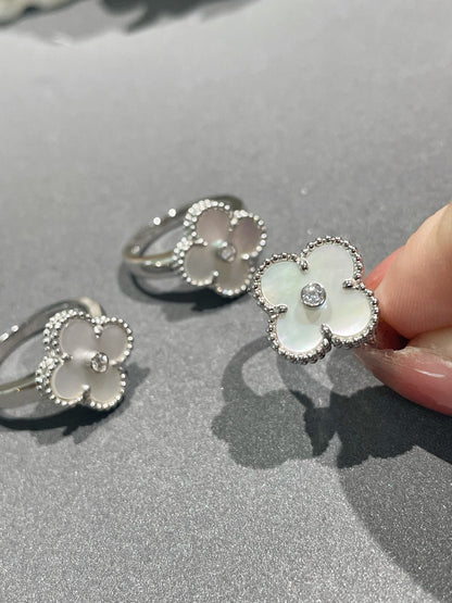 [Vintora]CLOVER SILVER MOP DIAMOND RING
