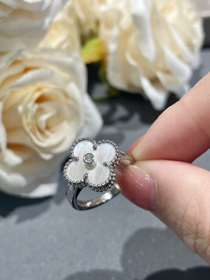 [Vintora]CLOVER SILVER MOP DIAMOND RING