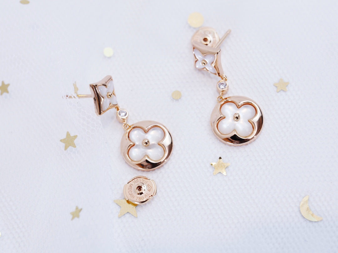 [Vintora]STAR AND SUN PINK GOLD MOP DROP EARRINGS