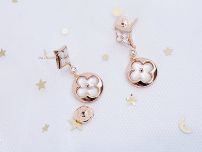 [Vintora]STAR AND SUN PINK GOLD MOP DROP EARRINGS