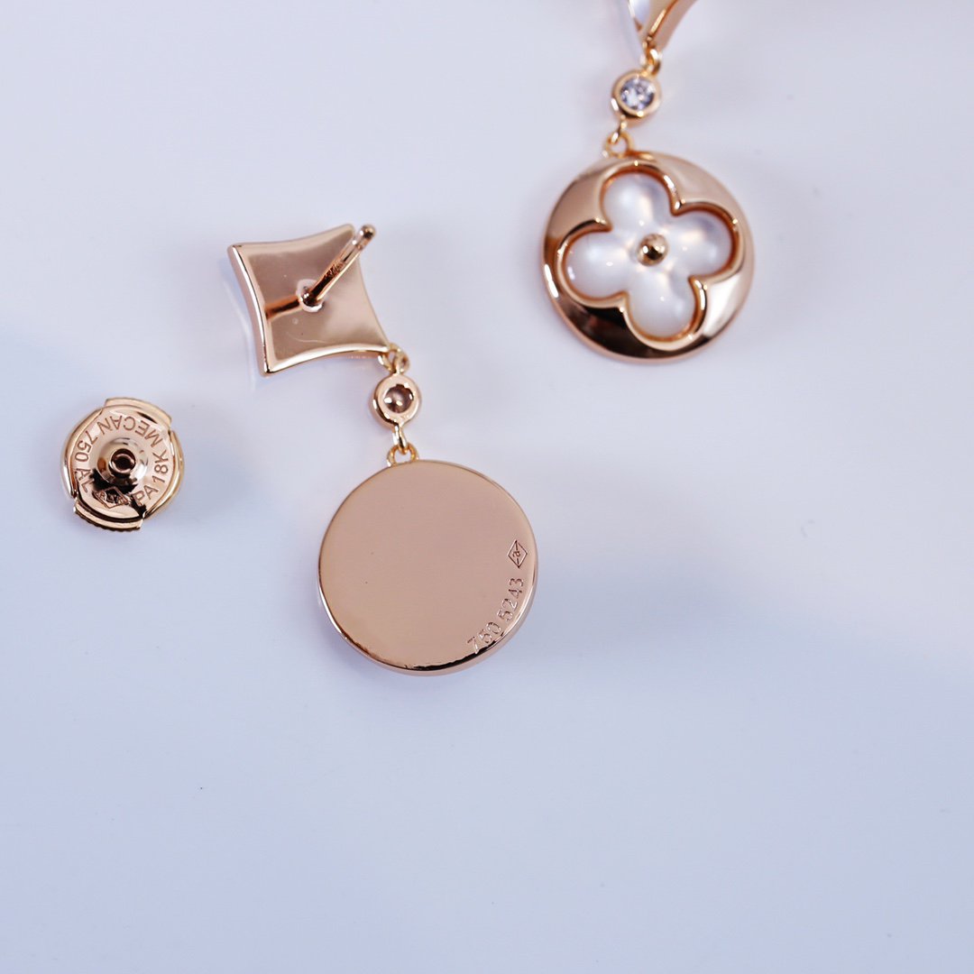 [Vintora]STAR AND SUN PINK GOLD MOP DROP EARRINGS