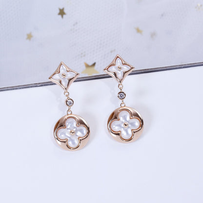 [Vintora]STAR AND SUN PINK GOLD MOP DROP EARRINGS