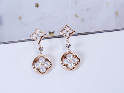 [Vintora]STAR AND SUN PINK GOLD MOP DROP EARRINGS