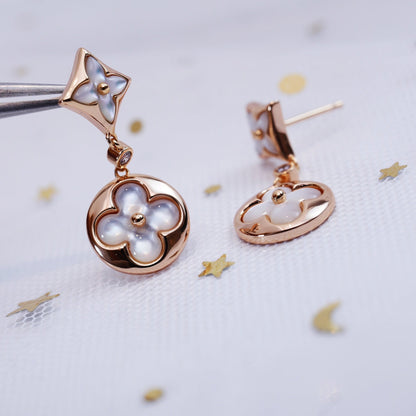 [Vintora]STAR AND SUN PINK GOLD MOP DROP EARRINGS