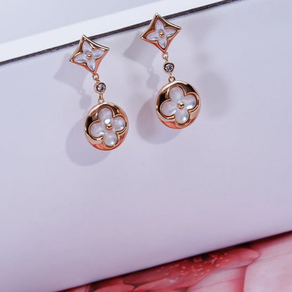 [Vintora]STAR AND SUN PINK GOLD MOP DROP EARRINGS
