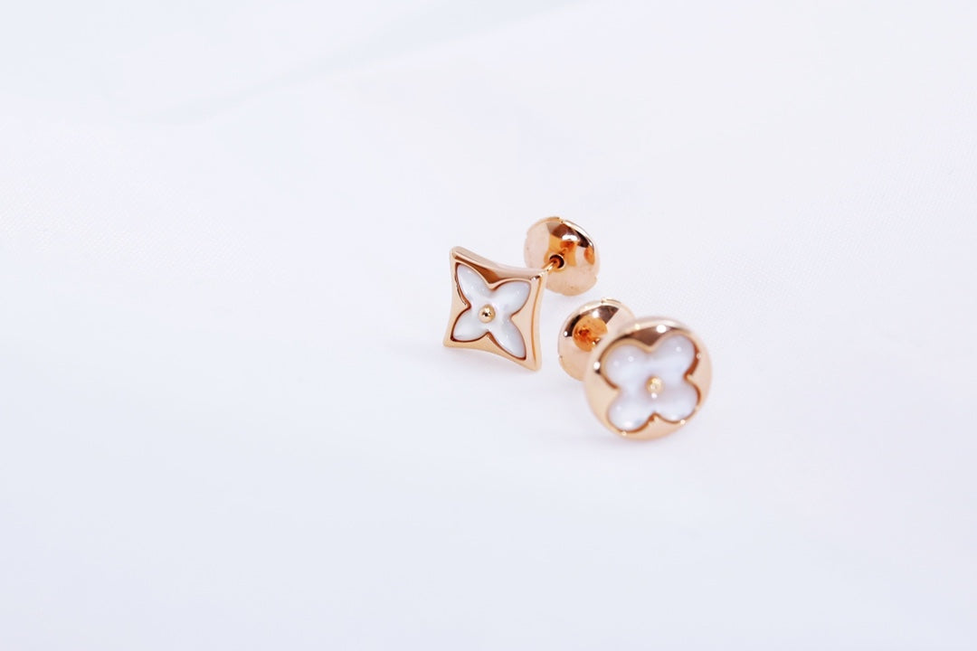 [Vintora]STAR AND SUN PINK GOLD MOP STUD EARRINGS