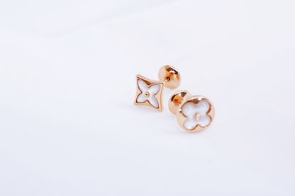 [Vintora]STAR AND SUN PINK GOLD MOP STUD EARRINGS