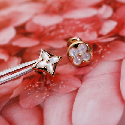 [Vintora]STAR AND SUN PINK GOLD MOP STUD EARRINGS