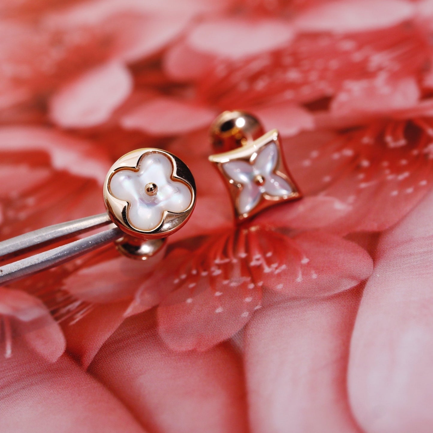 [Vintora]STAR AND SUN PINK GOLD MOP STUD EARRINGS
