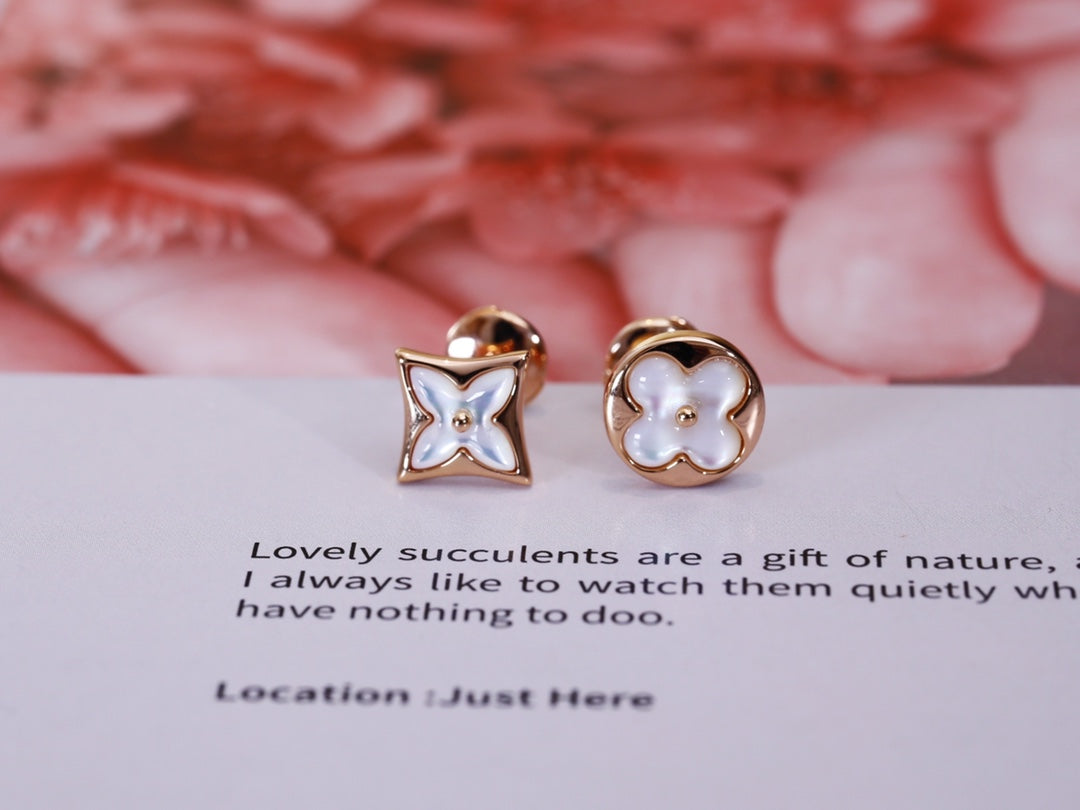 [Vintora]STAR AND SUN PINK GOLD MOP STUD EARRINGS