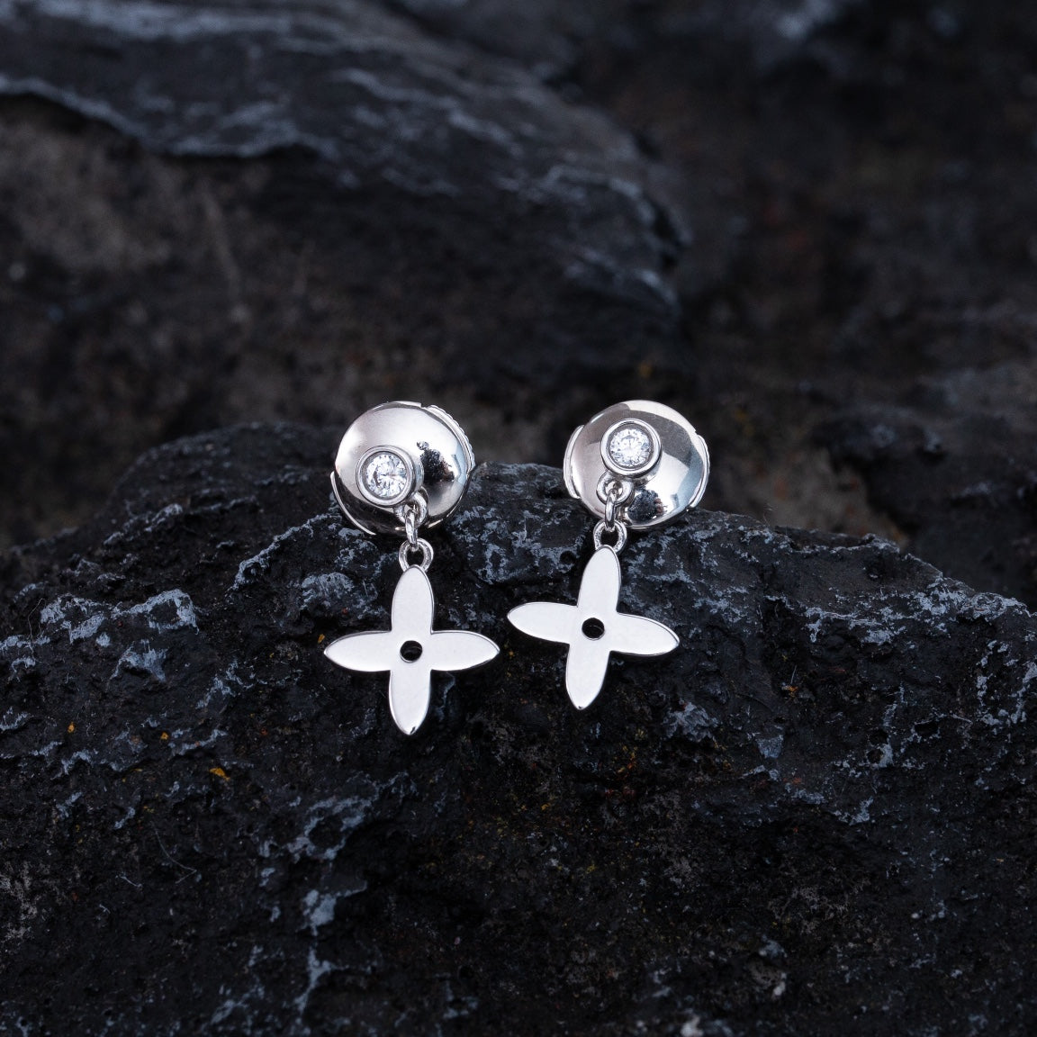 [Vintora]VIDYLLE SILVER DIAMOND MINI DROP EARRINGS