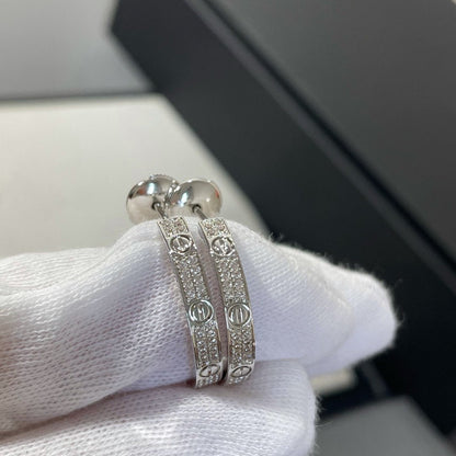 [Vintora]LOVE DIAMOND SILVER HOOP EARRINGS