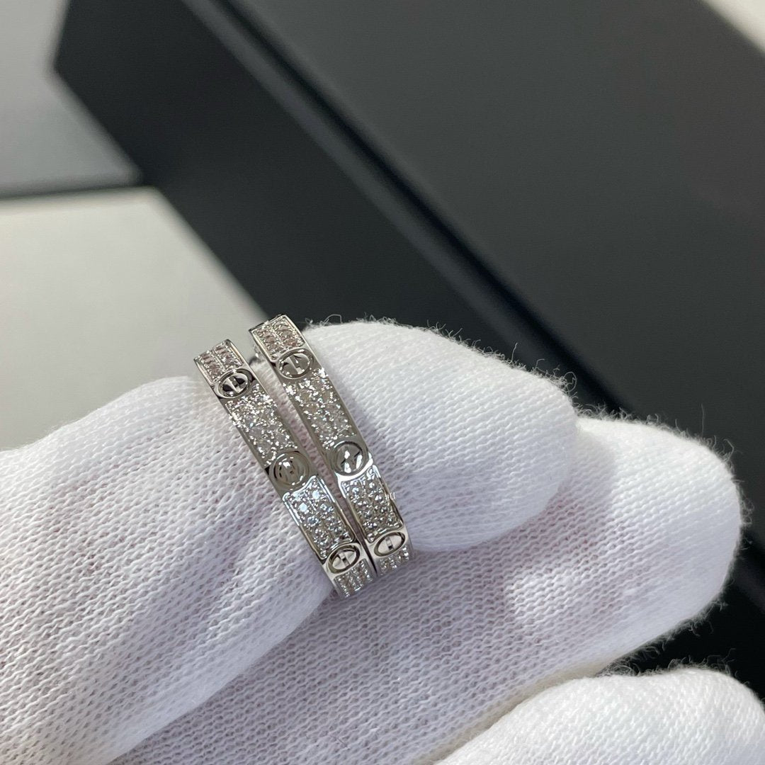 [Vintora]LOVE DIAMOND SILVER HOOP EARRINGS