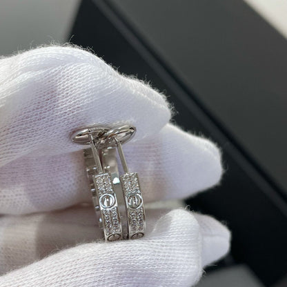 [Vintora]LOVE DIAMOND SILVER HOOP EARRINGS