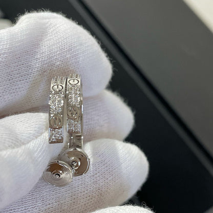 [Vintora]LOVE DIAMOND SILVER HOOP EARRINGS