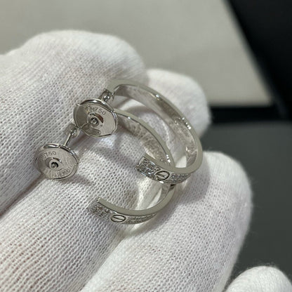 [Vintora]LOVE DIAMOND SILVER HOOP EARRINGS