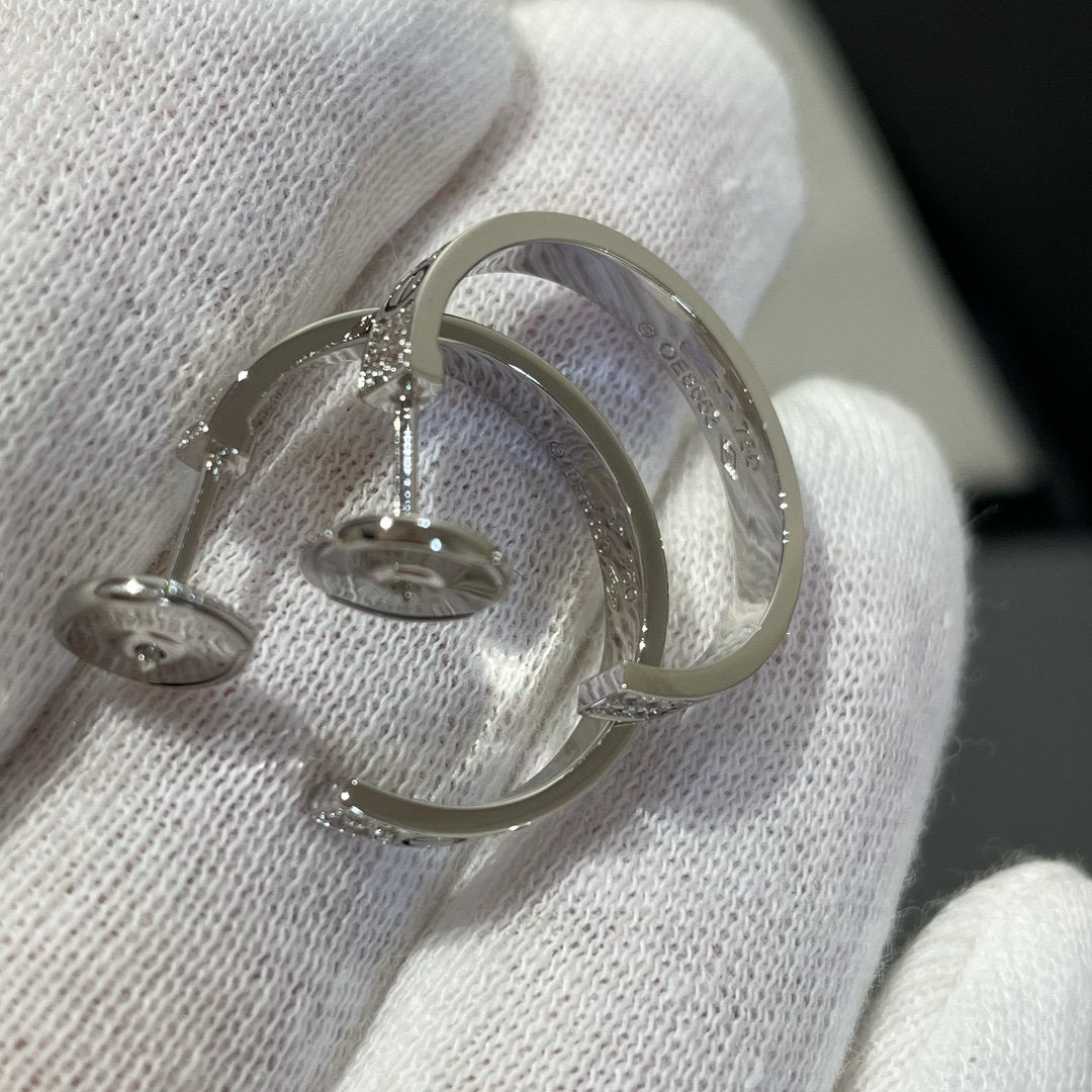 [Vintora]LOVE DIAMOND SILVER HOOP EARRINGS