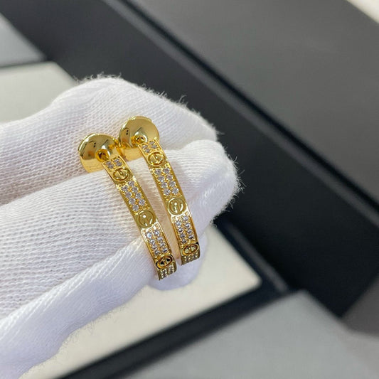 [Vintora]LOVE DIAMOND GOLD HOOP EARRINGS