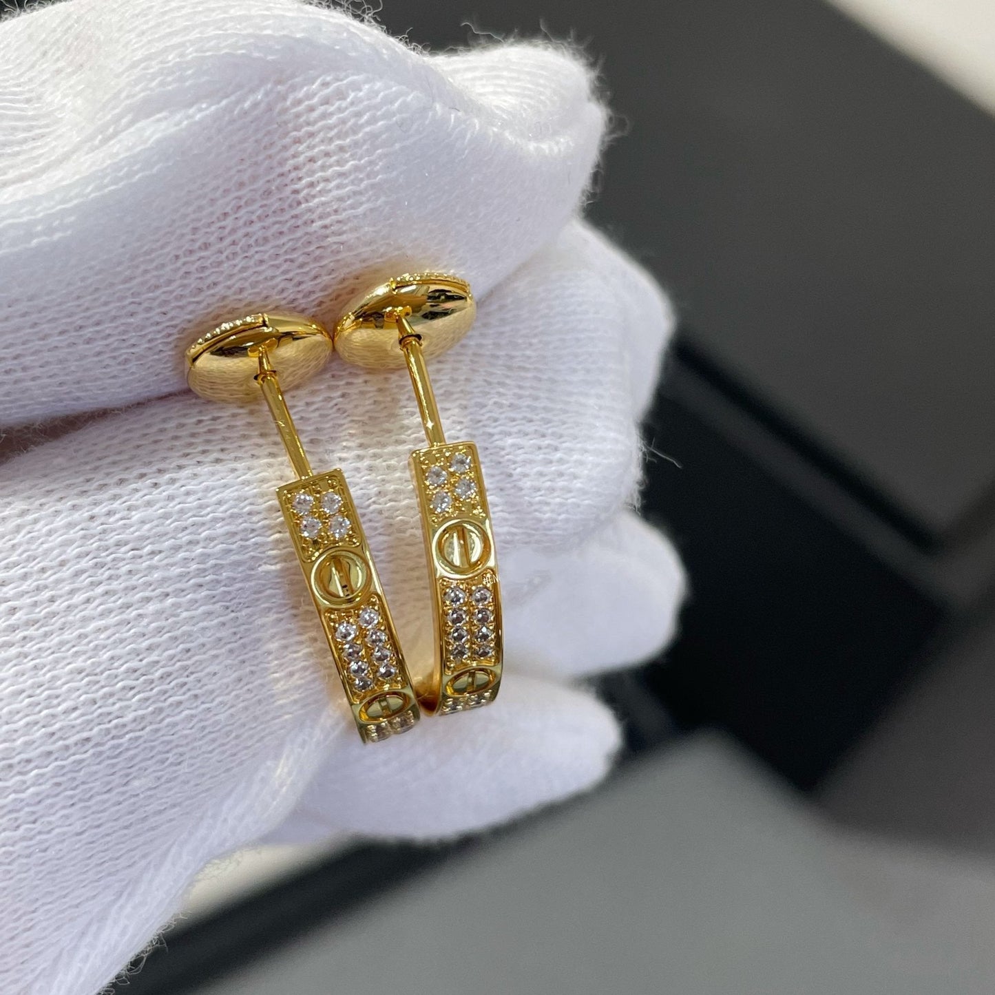 [Vintora]LOVE DIAMOND GOLD HOOP EARRINGS